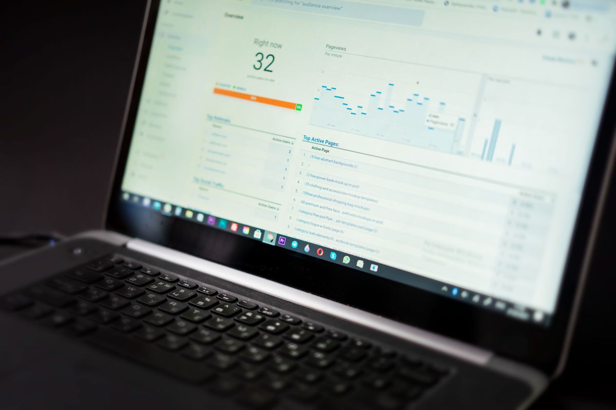 Laptop screen showing an analytics dashboard