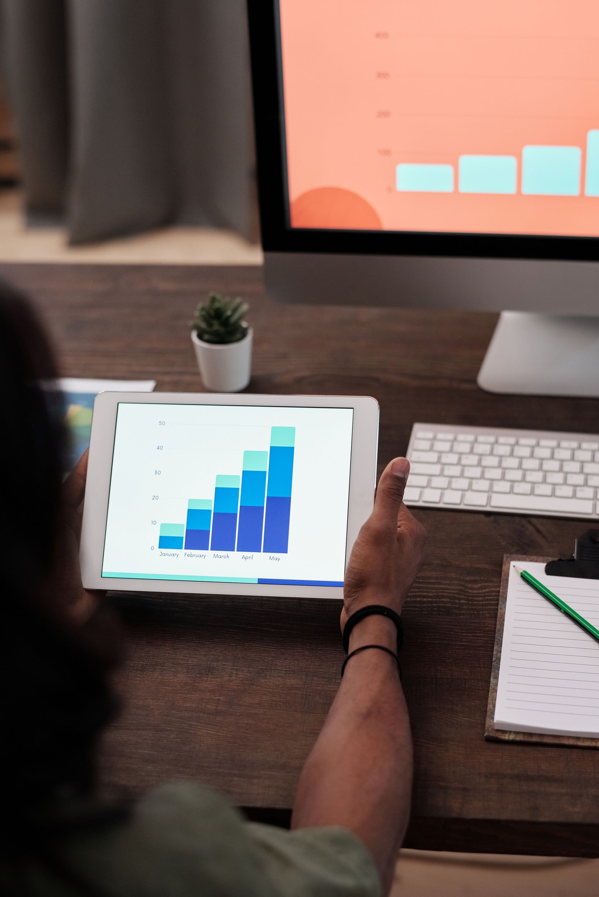 Tablet displaying analytics
